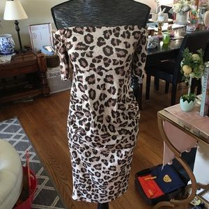 NWT Cheetah/Leopard Print Off Shoulder Dress